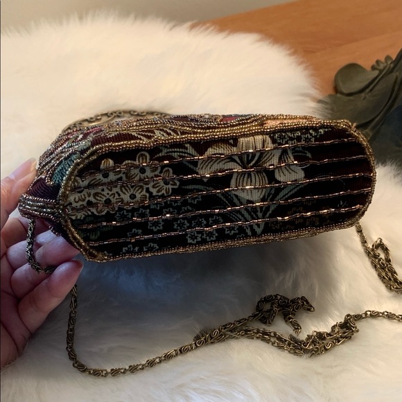 VINTAGE Floral Beaded Bronze Small Purse - Picture 4 of 8